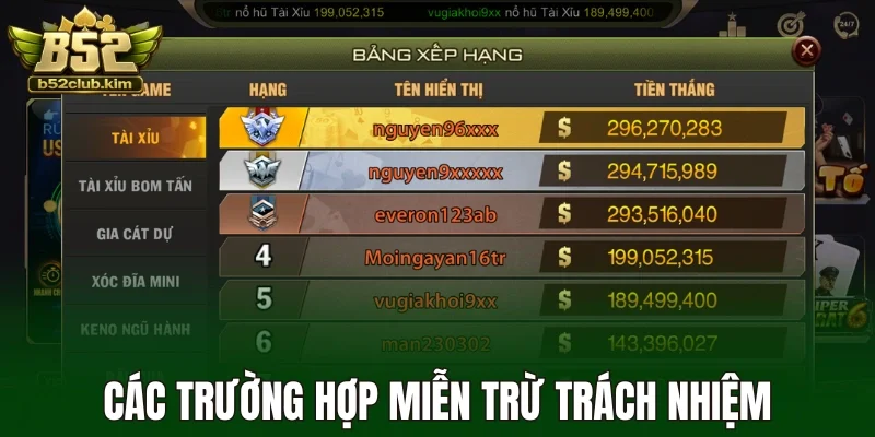 Các trường hợp miễn trừ trách nhiệm