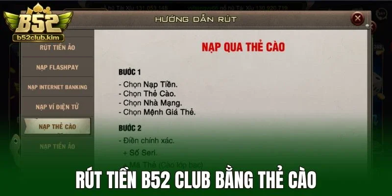Rút tiền B52 Club bằng thẻ cào