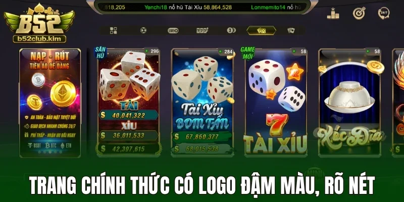 Trang chính thức có logo đậm màu, rõ nét