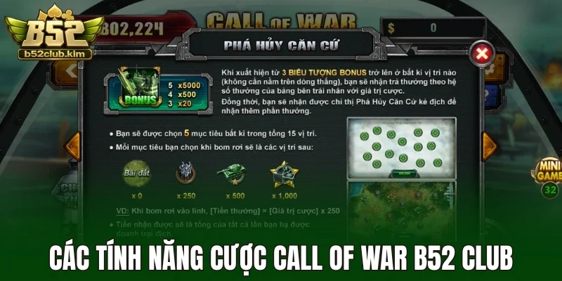 Các tính năng cược call of war B52 Club