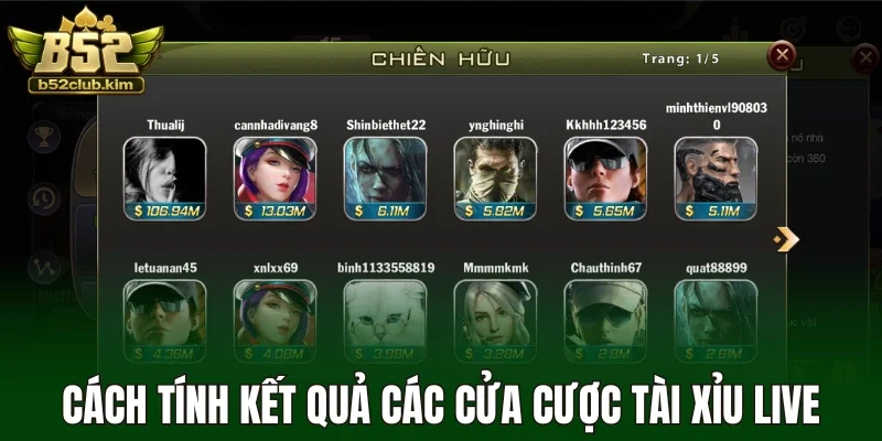 Cách tính kết quả các cửa cược tài xỉu live