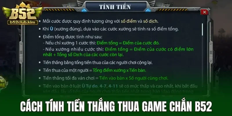 Cách tính tiền thắng thua game chắn b52