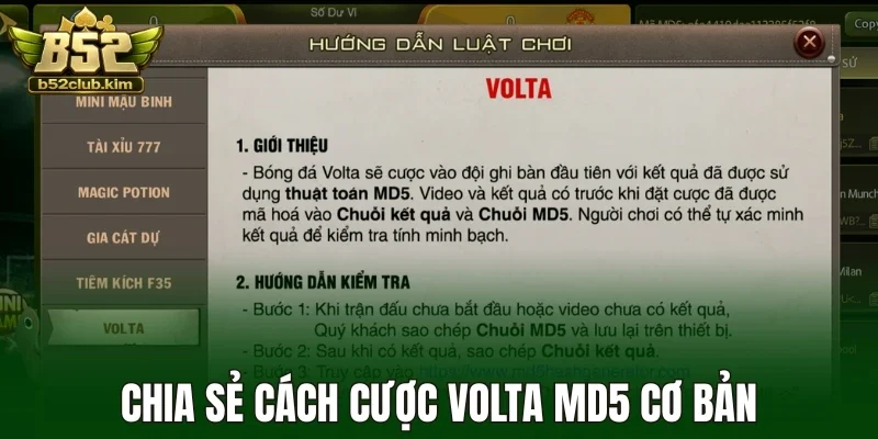 Chia sẻ cách cược volta MD5 cơ bản
