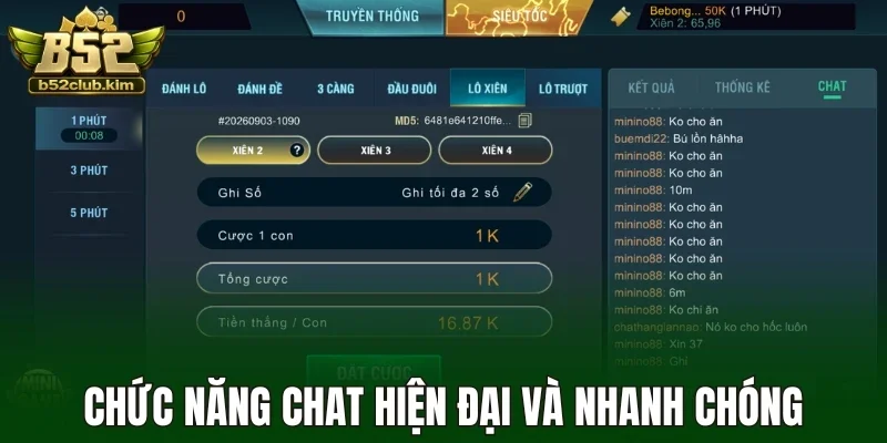 Chức năng chat hiện đại và nhanh chóng
