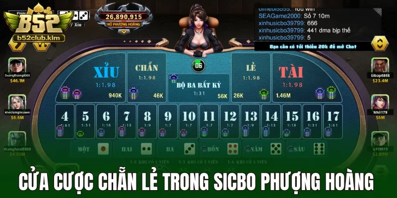 Cửa cược chẵn lẻ trong sicbo phượng hoàng 