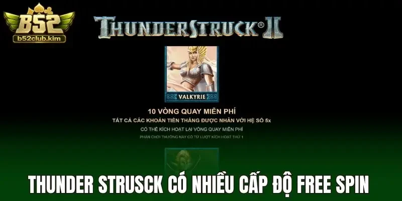 Thunder strusck có nhiều cấp độ free spin 