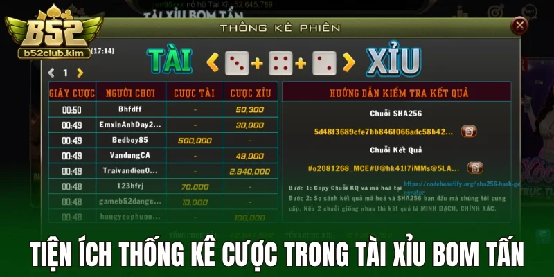 Tiện ích thống kê cược trong tài xỉu bom tấn