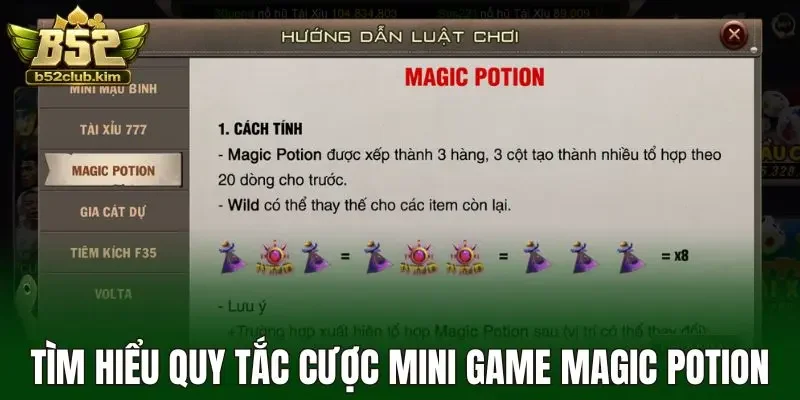 Tìm hiểu quy tắc cược mini game magic potion