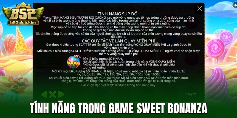 Tính năng trong game sweet bonanza