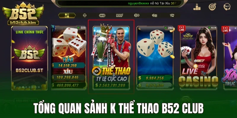 Tổng quan sảnh K thể thao B52 Club