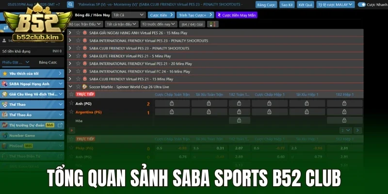 Tổng quan sảnh Saba sports B52 Club